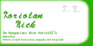 koriolan nick business card